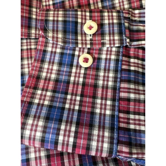 Peter Millar Shirt Mens XL  Blue Plaid 100% Cotton Long Sleeve Button Down - Picture 7 of 13
